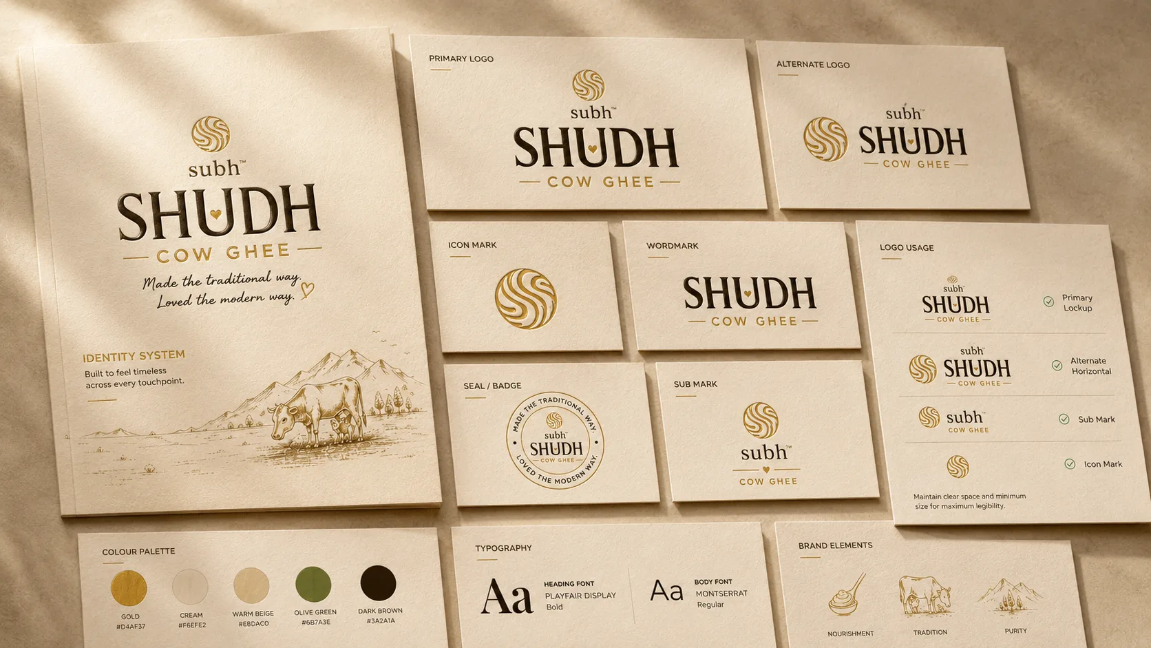 Subh Ghee — Packaging Design packaging & visual design mockup 6 by Raghav Chopra